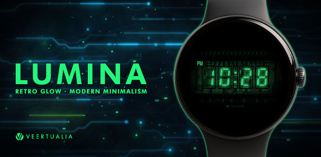 Lumina - Vintage Vacuum Fluorescent Display Watch Face for Wear OS