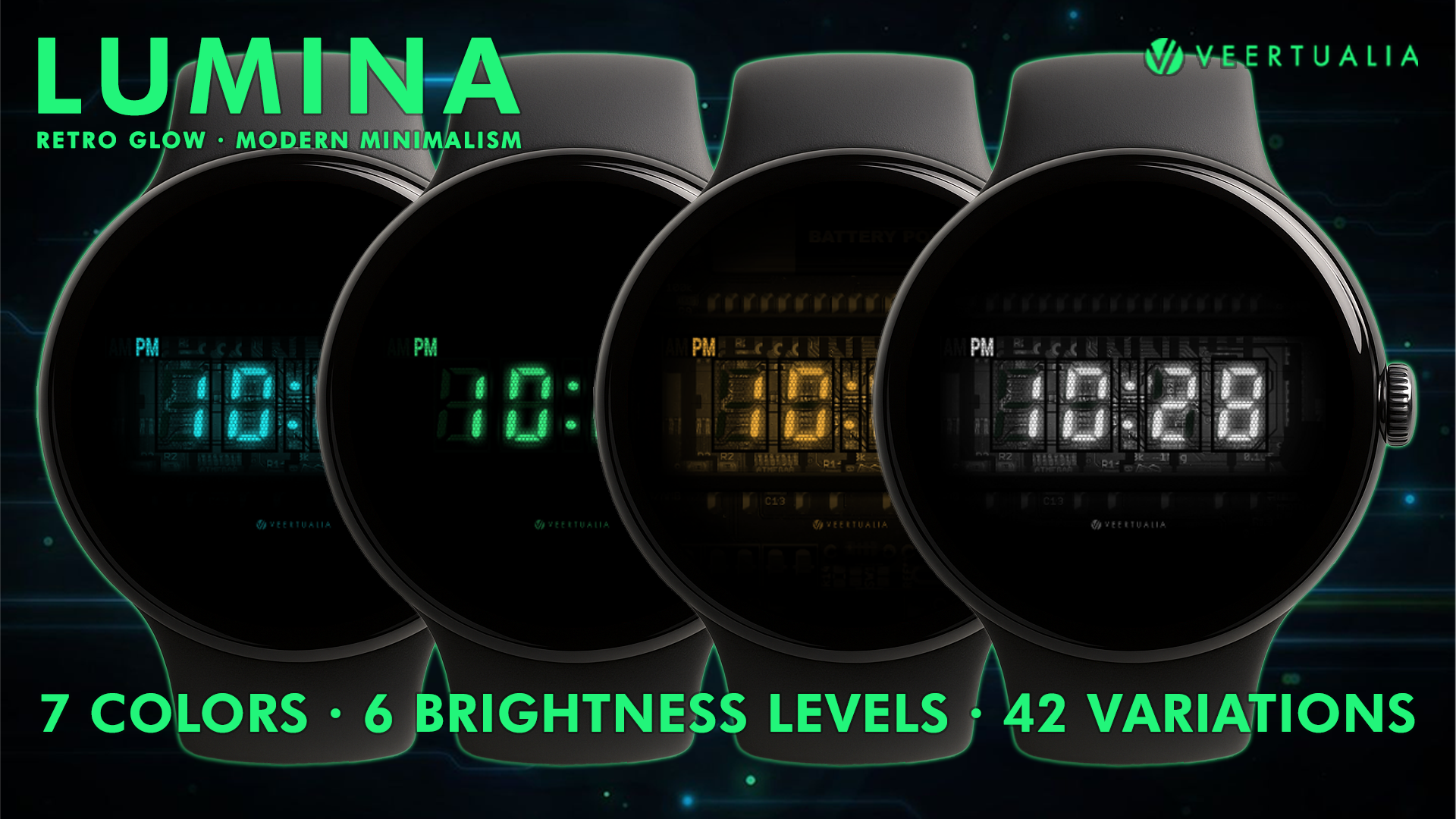 Lumina - Vintage Vacuum Fluorescent Display Watch Face for Wear OS