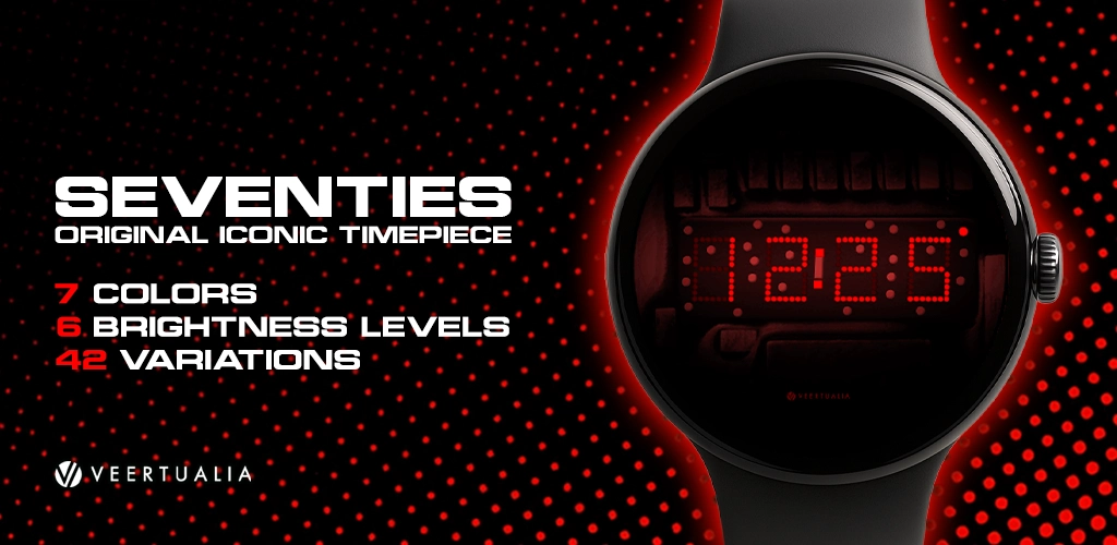Seventies Vintage LED Watch Face for Wear OS