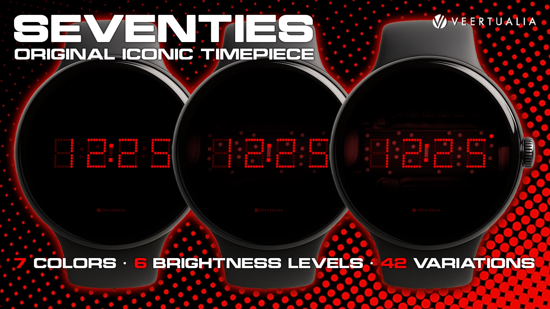 Seventies Vintage LED Watch Face for Wear OS