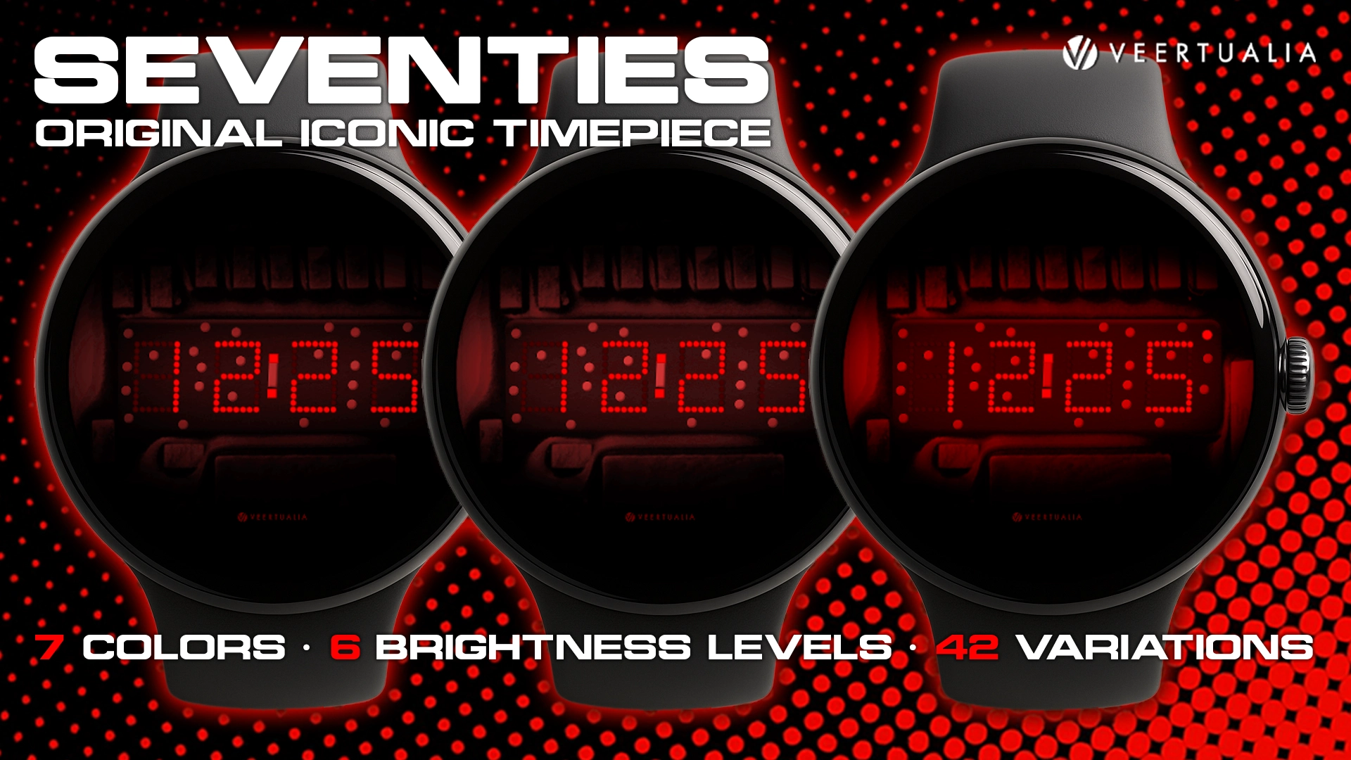 Seventies Vintage LED Watch Face for Wear OS