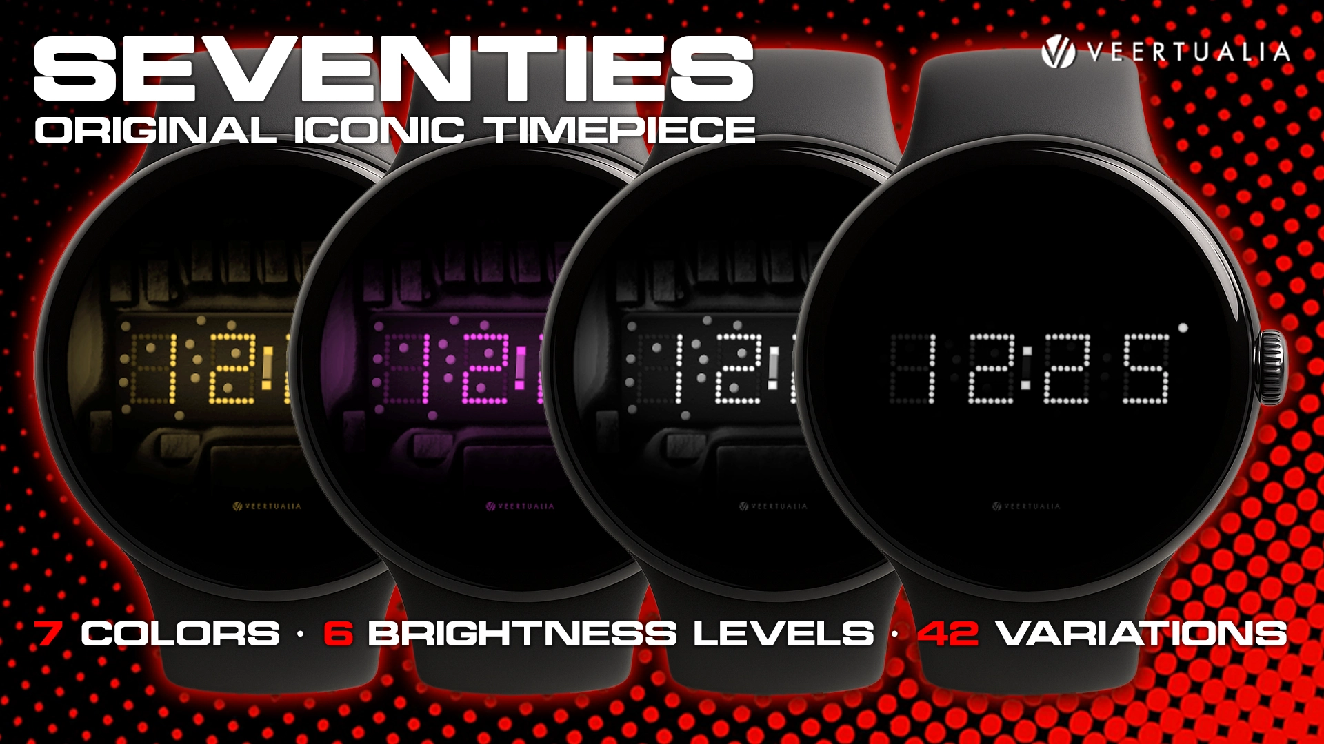 Seventies Vintage LED Watch Face for Wear OS