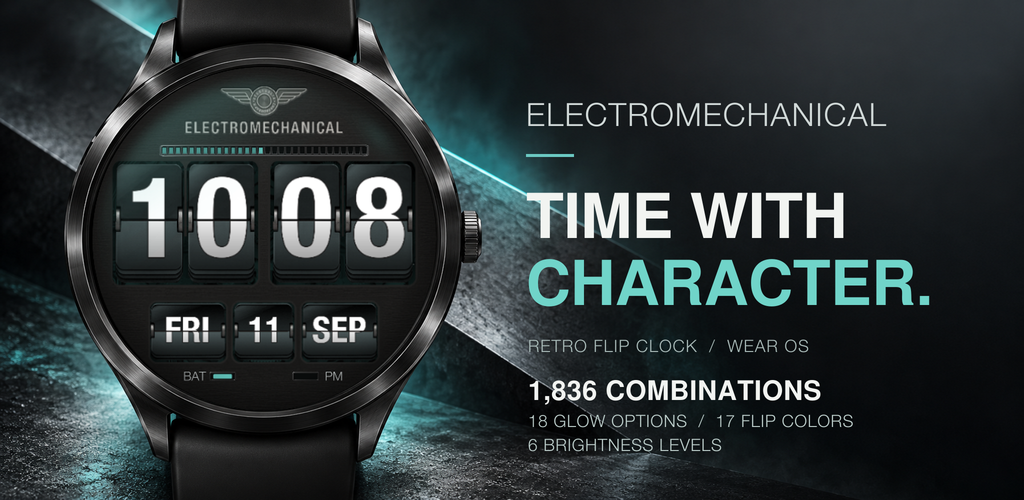Electromechanical – Retro Flip Clock Watch Face for Wear OS
