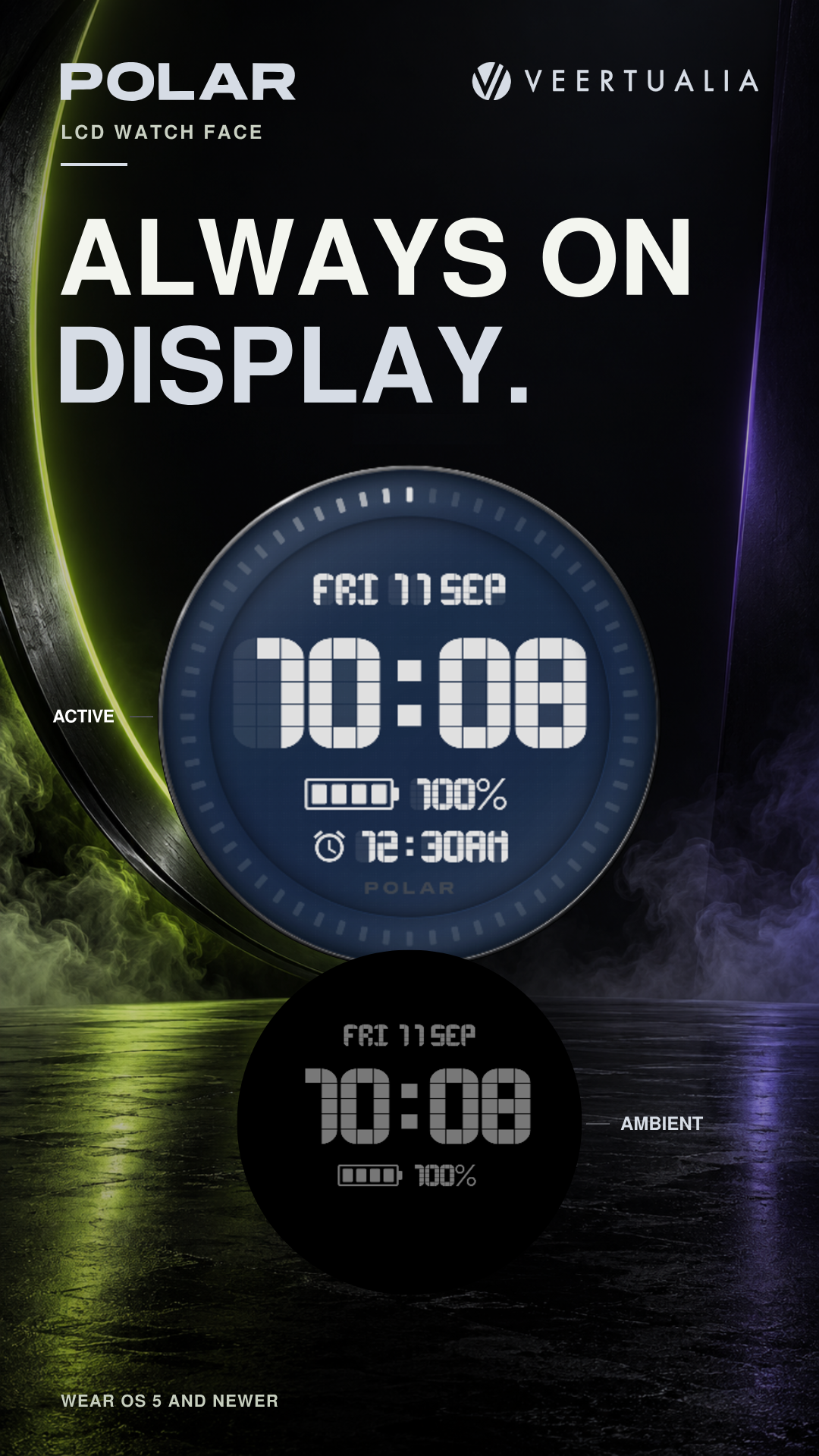 POLAR Retro LCD Watch Face for Wear OS