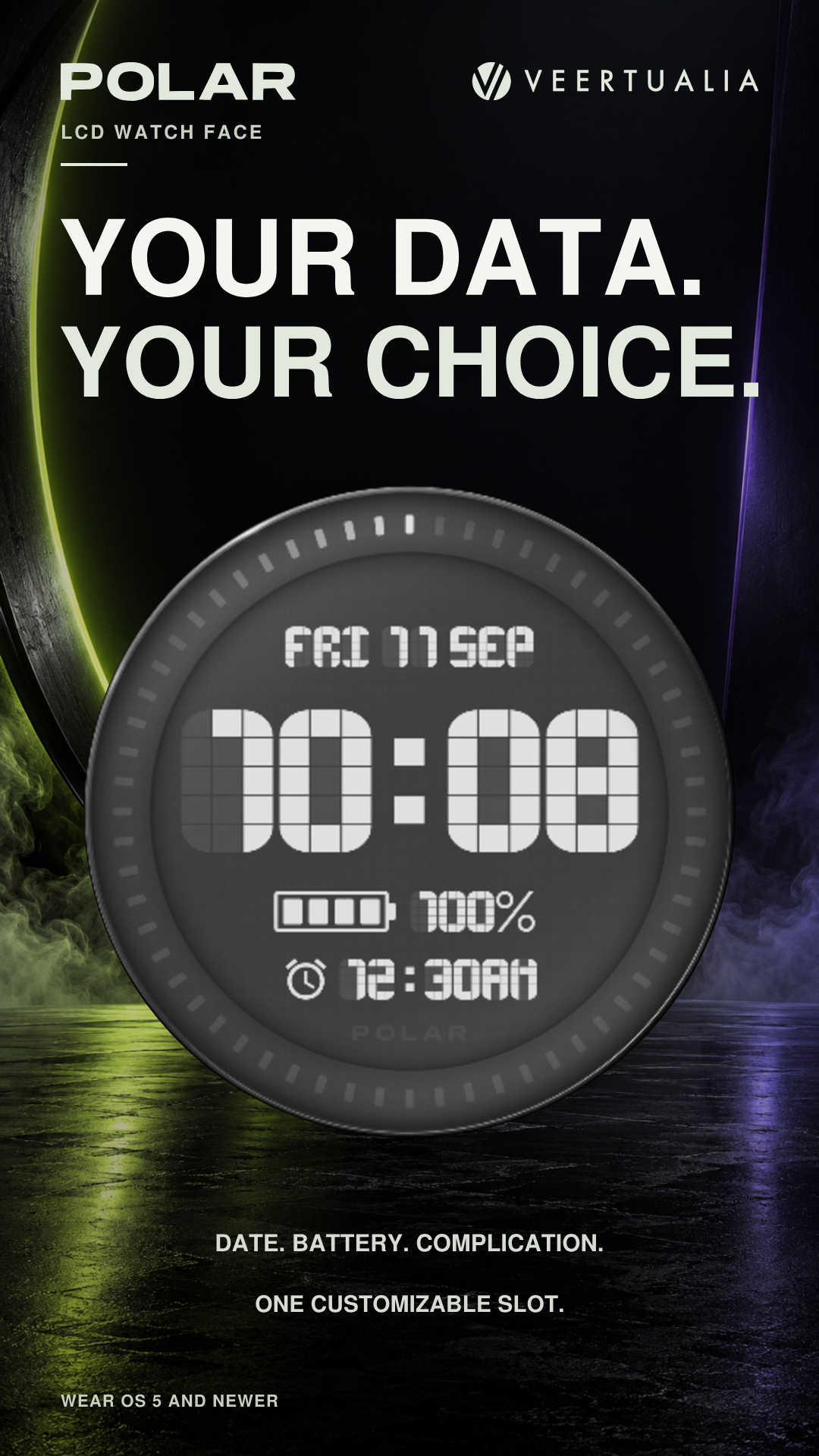 POLAR Retro LCD Watch Face for Wear OS