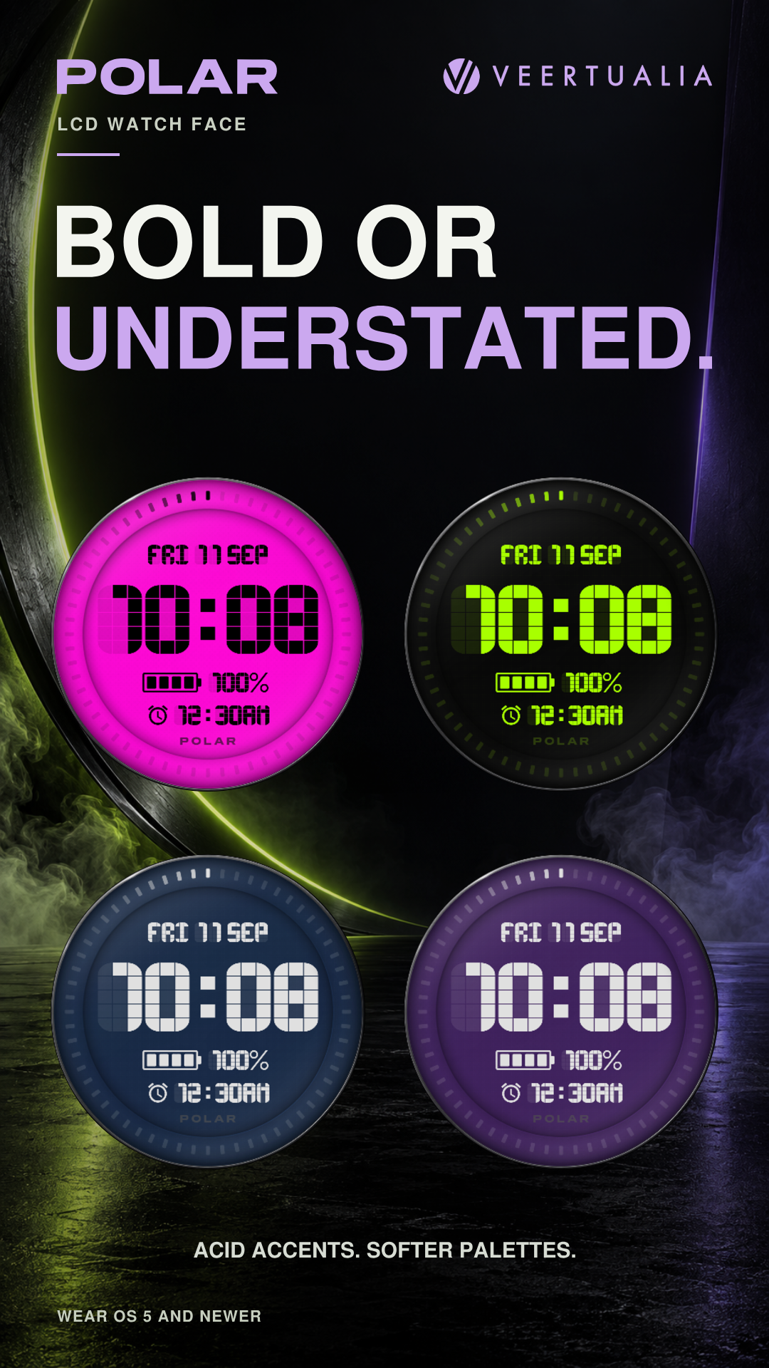 POLAR Retro LCD Watch Face for Wear OS