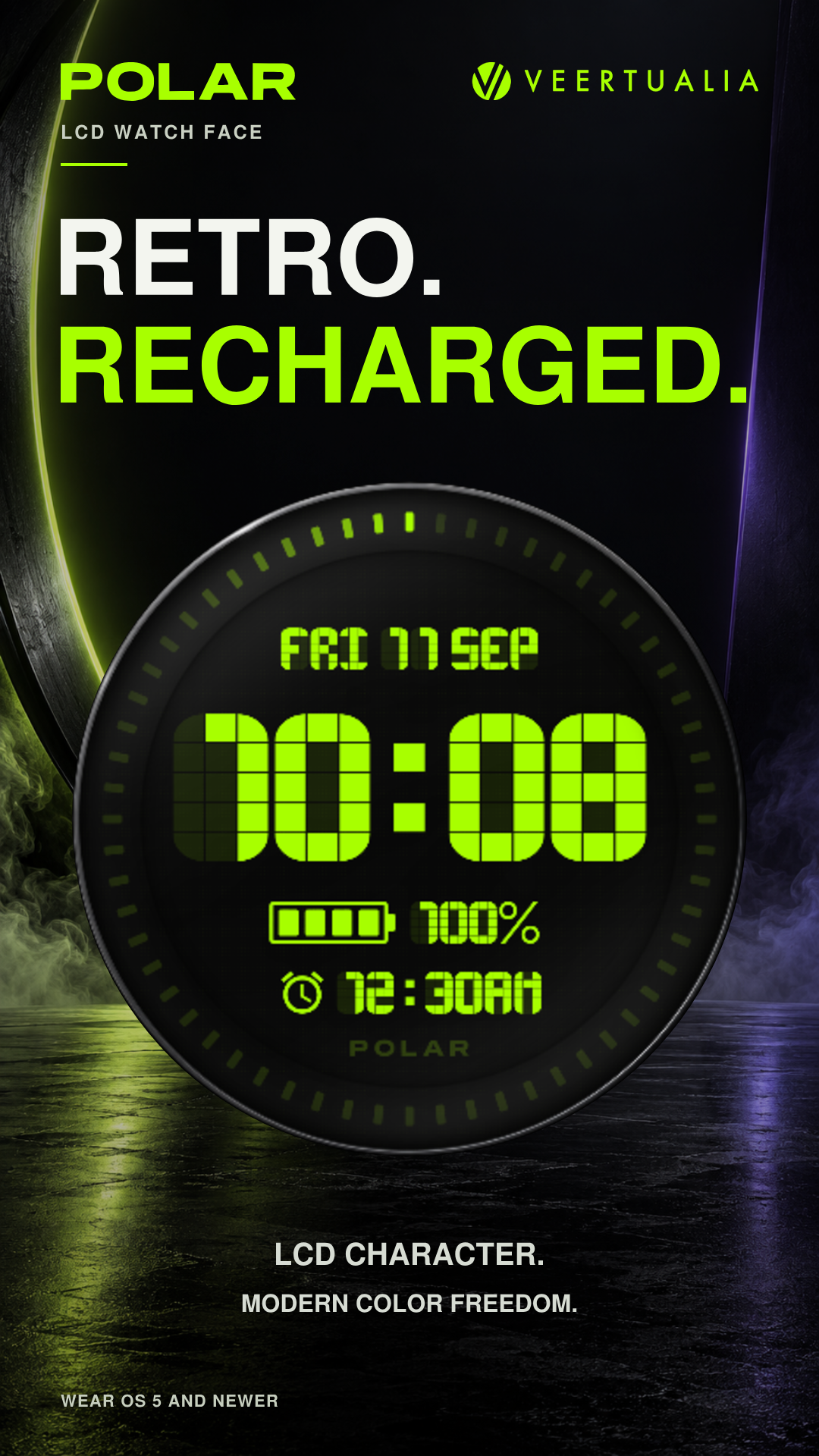 POLAR Retro LCD Watch Face for Wear OS